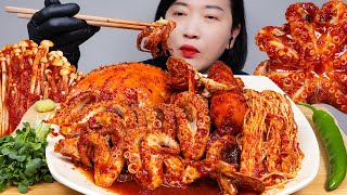 매운 쭈꾸미 꽃게찜 리얼사운드 먹방 Spicy Braised Blue Crab amp Webfoot Octopus ASMR MUKBANG EATING SOUNDS  NAJIN [upl. by Kraus884]