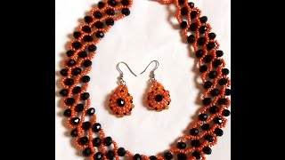 Flatron beaded necklace tutorial [upl. by Joannes610]