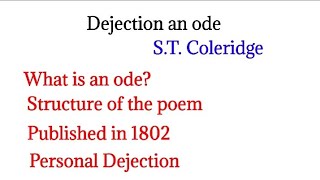 Dejection an ode by ST Coleridge  Explained in urdu and hindi [upl. by Hiller]