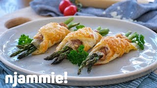 Brunch hapje met asperges en ham Recept  njammie [upl. by Dreda]