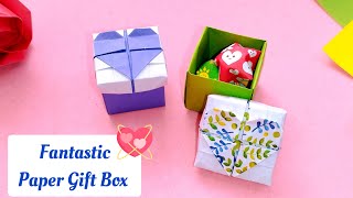 Origami Heart Box  How to make a Paper Gift Box for Valentine  Paper Heart Box  No Glue No Tape [upl. by Elleahcim876]