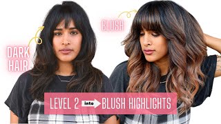 Highlights on dark hair 🥳 Foilayage Highlight Tutorial on Dark Hair hair [upl. by Casandra934]