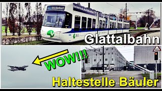 Bahnübergang und Glattalbahn Haltestelle Bäuler [upl. by Lachance]