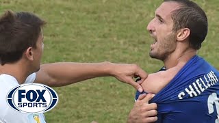 Luis Suarez Bites Italian Player At World Cup  TheBuzzeronFOX [upl. by Brigg]