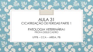 Aula 31 Cicatrização 1 Pato 1 [upl. by Eedeed]