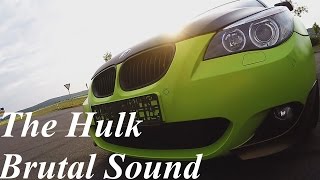 BMW E61 550i TOXIC Green Sound  Revs  Flybys  Onboard 0Top Speed [upl. by Jankey431]