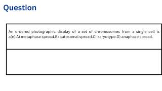 An ordered photographic display of a set of chromosomes from a single cell is a [upl. by Ebbie]