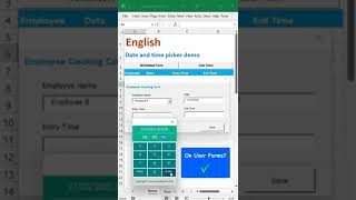 Excel Date picker Demo  English shorts [upl. by Nyssa579]