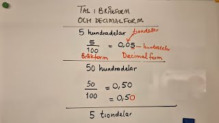 Tal i bråkform och decimalform ÅK 7 8 9 [upl. by Disraeli]