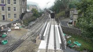 78022 crosses new bridge 27 at Haworth at 3pm Sunday 22nd September 2024 [upl. by Banna]