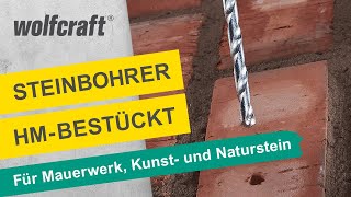 Steinbohrer HMbestückt Für Bohrungen in Mauerwerk Stein Beton Marmor amp Fliesen  wolfcraft [upl. by Yeh]