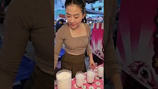 Sticky Chocolate Fresh Milk in Vientiane Night Market 🇱🇦 Lao Cityfood streetfood shorts [upl. by Carlile778]