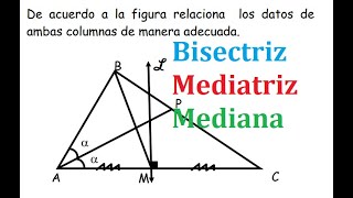 EJERCICIOS BÁSICOS DE TRIÁNGULOS  MEDIANA MEDIATRIZ BISECTRIZ [upl. by Iden]