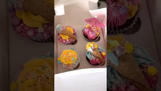 DIY food diary So cute summer vibes cupcakes 🧁unique design making tutorial for beginners cupcake [upl. by Derinna]