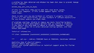 A Problem Has Been Shut Down To Prevent Damage To Your Computer\Blue Screen of Death [upl. by Wales]