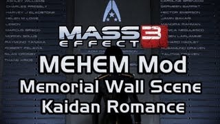 Mass Effect 3 Happy Ending Mod MEHEM Kaidan Romance Memorial Wall Scene [upl. by Nnairret]