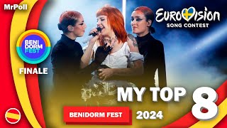 🇪🇸 Benidorm Fest 2024  Grand Final  My Top 8 Spain Eurovision 2024 [upl. by Phaih]