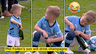 Phil Fodens Son Tries to OPEN a Champagne 😳 [upl. by Vivienne988]