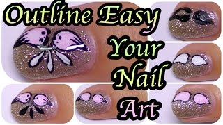 How To Outline Your Nail Art Easy For Beginners [upl. by Renelle]