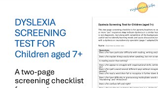 Dyslexia Screening Test [upl. by Nirmak]