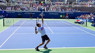 Roger Federer Serve Slow Motion in Court Level View  Ultimate ATP Serve Technique [upl. by Flita]