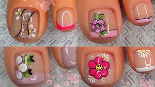 UÑAS DECORADAS CON FLORES FÁCILES Y HERMOSAS 😍💅🦶🏼 [upl. by Anirok]