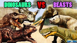 Dinosaurs vs Primal Beasts  SPORE [upl. by Yenwat]