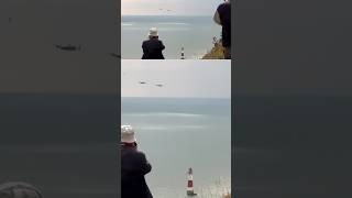 🇬🇧🇨🇦 Two Lancaster Bombers Flypast Beachy Head Cliffs trendingshorts military aeroplane [upl. by Thamora]