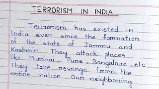 Terrorism In India Essay In English  Short Essay Writing [upl. by Finnegan]