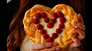 Super Sweet amp Baked With Love Mothers Day Heart Pastry With Vanilla Pudding amp Raspberries [upl. by Etnomed588]