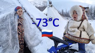 Primitive Life of Nomads of Arctic Survival in Far North Russia Tundra Nenets  73°C [upl. by Robinet]