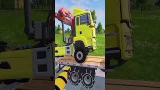 Flatbed Trailer Truck vs Speedbumps Train vs Cars  Tractor vs Train BeamngDrive [upl. by Graner]