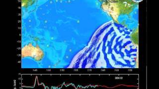 Animation after Chile Earthquake of Tsunami across Pacific [upl. by Crissie]