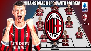 AC MILAN PREDICTION SQUAD DEPTH WITH TRANSFER ÁLVARO MORATA UNDER PAULO FONSECA [upl. by Aida]