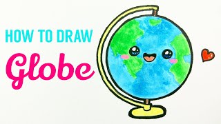 HOW TO DRAW GLOBE 🌎  Easy amp Cute Globe Earth Drawing Tutorial For Beginner  Kids [upl. by Schilt810]