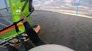 Windsurfing Terschelling low wind fun with JP85 EVO9 96m2 and Hurricane SRD 42cm fin [upl. by Frederiksen]