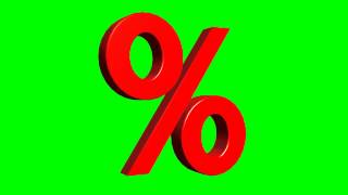 percent sign rotates 3D  green screen effects other colors available  free use [upl. by Misti]