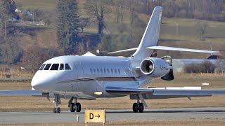 Business Netjets Europe Dassault Falcon 2000EX CSDLL landing at Bern airport [upl. by Drarej]