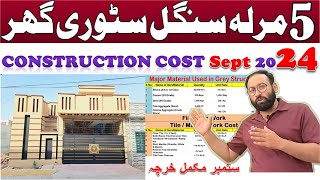 5 Marla Single Storey House Construction Cost Sept 2024  5 Marla Grey Structure Cost [upl. by Alrahc]