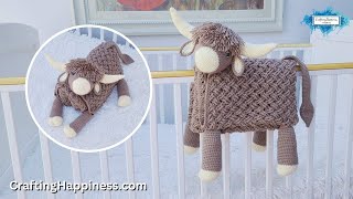 3in1 Highland Cow Baby Blanket Crochet Pattern  Crafting Happiness PROMO VIDEO [upl. by Rooker]