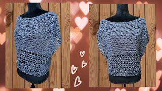 BLUSA CON DOS RECTANGULOS A CROCHET ganchoparaprincipiantes [upl. by Alcina]