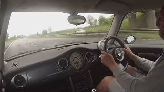 Mini r50 scorpion exhaust sound inside at 70mph [upl. by Suivatra572]