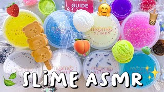 SATISFYING SLIME ASMR  140 Momo Slimes Unboxing 🍑 Famous Slime Shop [upl. by Timon]