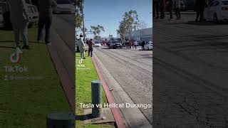 Tesla Plaid vs Dodge Hellcat Durango Street Racing [upl. by Inez]