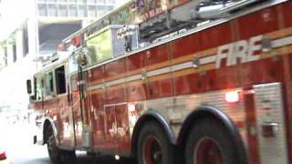 FDNY Firetruck Ladder 2 in New York 50th Street and 3rd Ave with EQ2B siren [upl. by Sup]