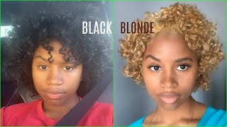 HEALTHY CURLY BLONDE from JET BLACK HAIR 1st time [upl. by Deloria]