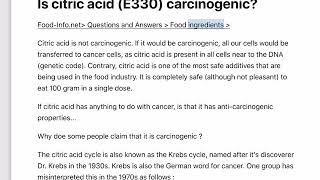 Is citric acid E330 carcinogenic [upl. by Horick472]