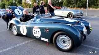 Jay Leno at Mille Miglia  Jaguar XK120 Ecurie Ecosse Start Up [upl. by Brote]