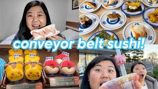 trying conveyor belt sushi in japan 🍣 kirby cafe  wendy’s boba  VLOGMAS DAY 6 [upl. by Jarrod]