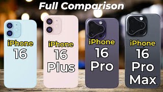 iPhone 16 Pro Max vs iPhone 16 Pro vs iPhone 16 Plus vs iPhone 16 🔥 Full Specs Comparison [upl. by Alikahs]